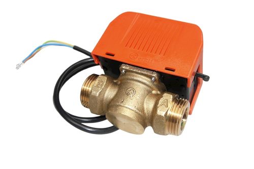 Spring-return two-way motorized valve ¾" KK external thread two-way zone valve 230V Switches to voltage, resets automatically if there is no voltage