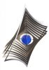 3D metal pinwheel circle made of stainless steel 19x19 cm wind chime with blue pearl insert