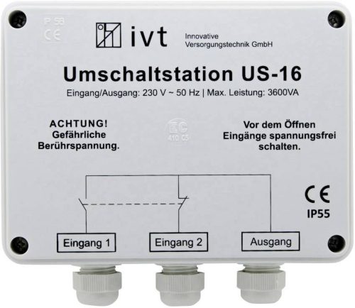 Mains selector switch between battery isolated system and mains power supply 3600 VA switching station