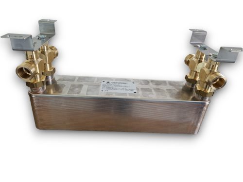 Plate heat exchanger with 50 plates 550kW 4x1 1/4" external connection with support structure