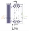 Lemezes hőcserélő 50 lemezes 1250kW 2” külső csatlakozással Ba-95-50