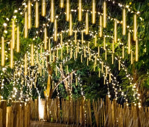 Solar Meteor String Lights 30cm LED Warm White Outdoor Lighting Waterproof Christmas Decoration Solar Meteor Shower Light