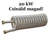 Hőcserélő 20 kW Csináld magad! DN16 inox gégecsőből, 3/4" csatlakozóval bojlerbe házilag elkészíthető bordáscső. 1,1 m2 hasznos felület