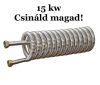 Hőcserélő házilag 15 kW Csináld magad! DN12 inox bordás csőből, 1/2" csatlakozóval. 0,76 m² hasznos felület