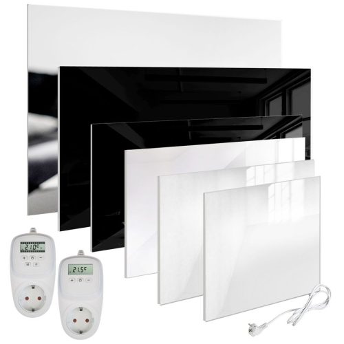 Infrared panel with glass cover in glossy black color 450W 