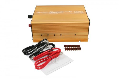 Inverter 12V 2000W feszültség átalakító 325x255x110 mm Power USB 2,1A tiszta szinuszhullámú