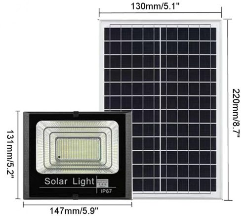 Napelemes fali lámpa 12V 8W napelem oszlopra is szerelhető 170 SMD LED