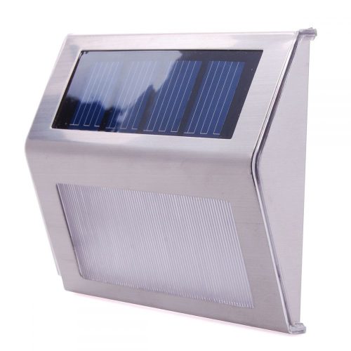 Solar wall lamp outdoor design, flat shape, stainless steel LED lighting. Waterproof and bird-proof design