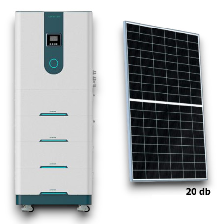 Solar system with 20 kWh energy storage, monocrystalline solar cell, 8 kW 3-phase inverter