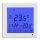 Touch screen room thermostat for switching electric heating or heating pump circulation pump in white