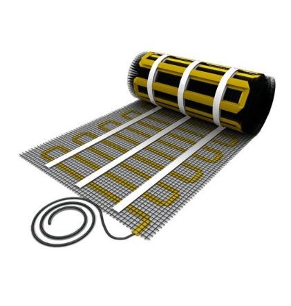 Electric floor heating self-adhesive fiberglass mesh heating mat with flat heating cable 100 watts/m² 7.0 m²