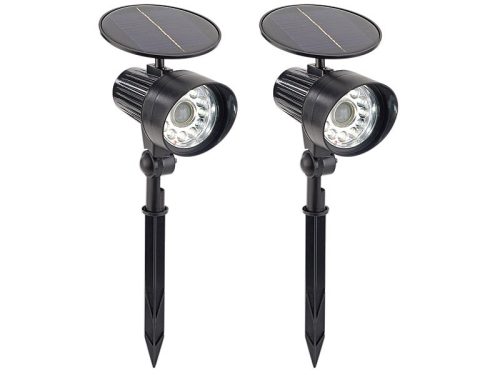 Solar LED spotlight set of 2 with 12 PIR LED motion detectors 1W, 80 lumens IP44