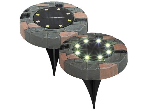 Solar paving stone 2-piece solar lighting with 8 LEDs, light decoration with warm white light