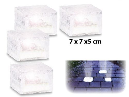 Solar LED paving stone with light sensor, set of 4 7x7x5 cm