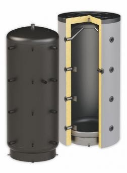 Buffer tank - 300 liter tank without heat exchanger - CAN ALSO BE MOUNTED IN CORNERS - for hot water storage. Sunsystem 