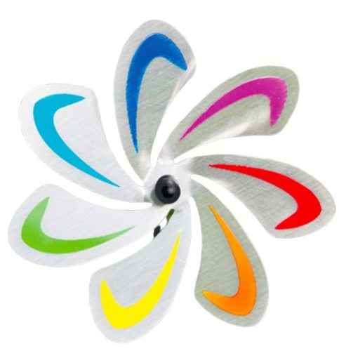 Windmill pinwheel stainless ornament toy inox rainbow color garden decoration 28 cm diameter flower design