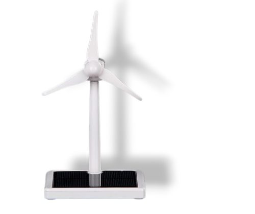 Mini windmill model with solar panel adjustable height between 15-18 cm