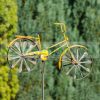 Wind wheel retro effect yellow bicycle pinwheel ornament toy can be inserted into the ground garden decoration antique effect