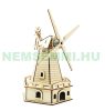 Solar rotating solar windmill 3D assembled wooden puzzle windmill model kit for children and adults