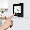 Smart thermostat for a gas boiler, a black smart thermostat that can be controlled remotely and can be timed