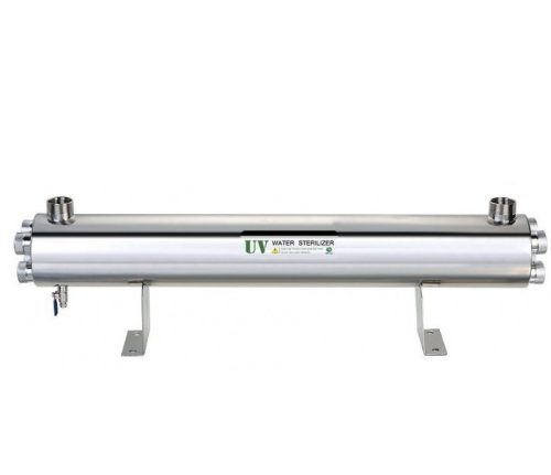 Industrial water disinfectant, with built-in 220 W PHILIPS UV sterilization lamp, in a stainless steel housing. Suitable for disinfecting 11,250 l/h of water.