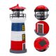 Solar powered lighthouse lamp with rotating lighting garden decoration blue-white-red striped