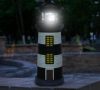 Solar powered lighthouse lamp with rotating lighting garden decoration blue-white-red striped