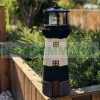 Solar powered lighthouse lamp with rotating lighting garden decoration black