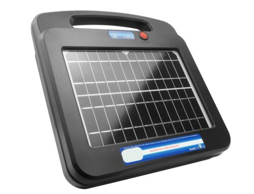 Solar electric shepherd with a 7.4V battery in a portable design. It can connect a cable with a capacity of 0.5 Joules and a length of 10 km